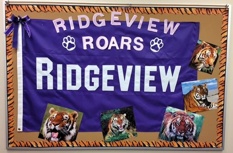 Bulletin board with Ridgeview Roars 