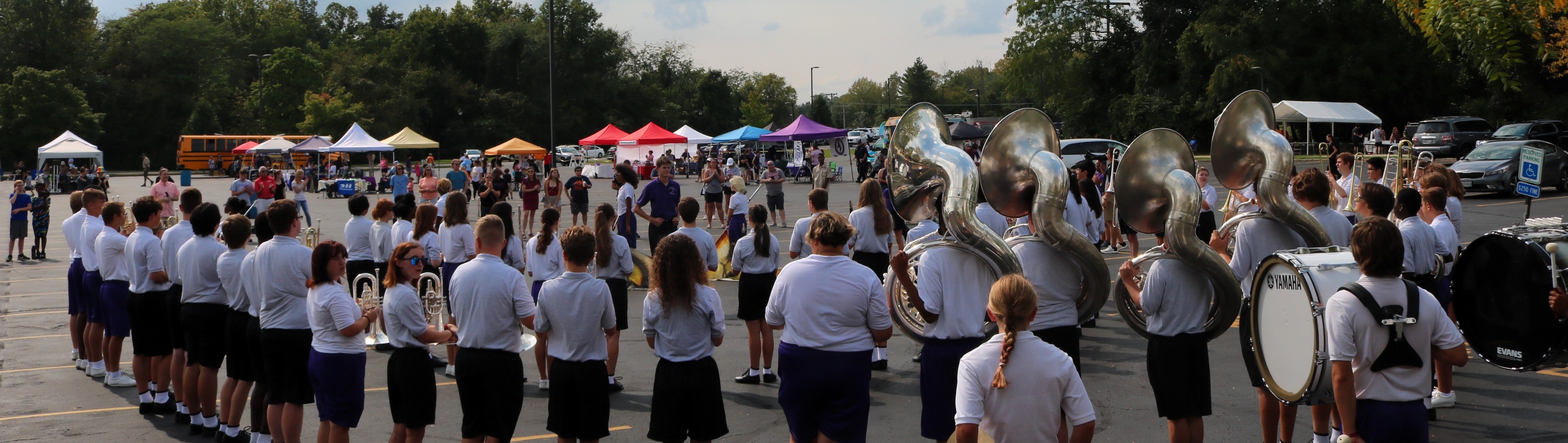 Combined Marching Band playing at the 2022 Family & Community Festival