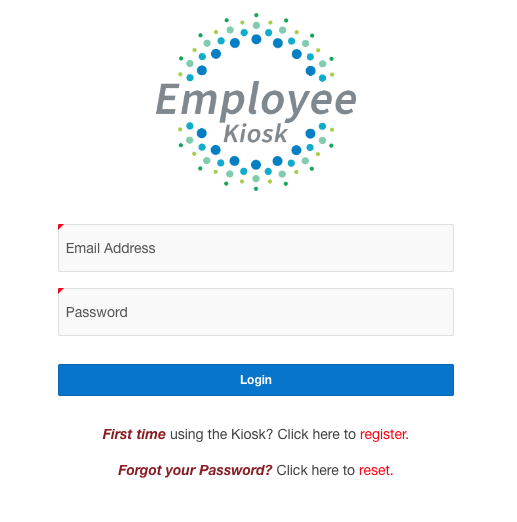 image of the Employee Kiosk login page