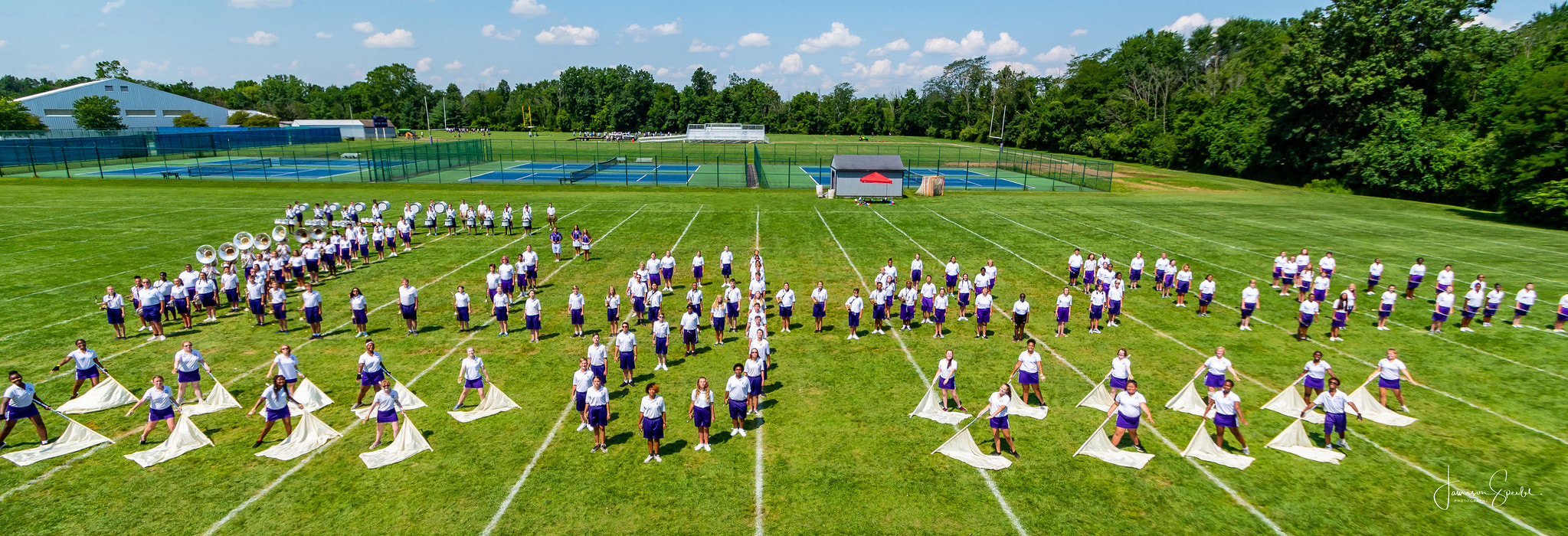 The Pickerington Central Marching Tigers on the field