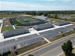 aerial of stadium field