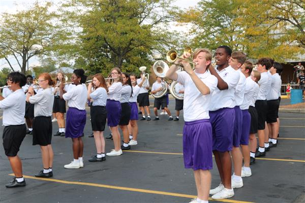 The Combined Marching Band playing at the 2022 Family & Community Festival.